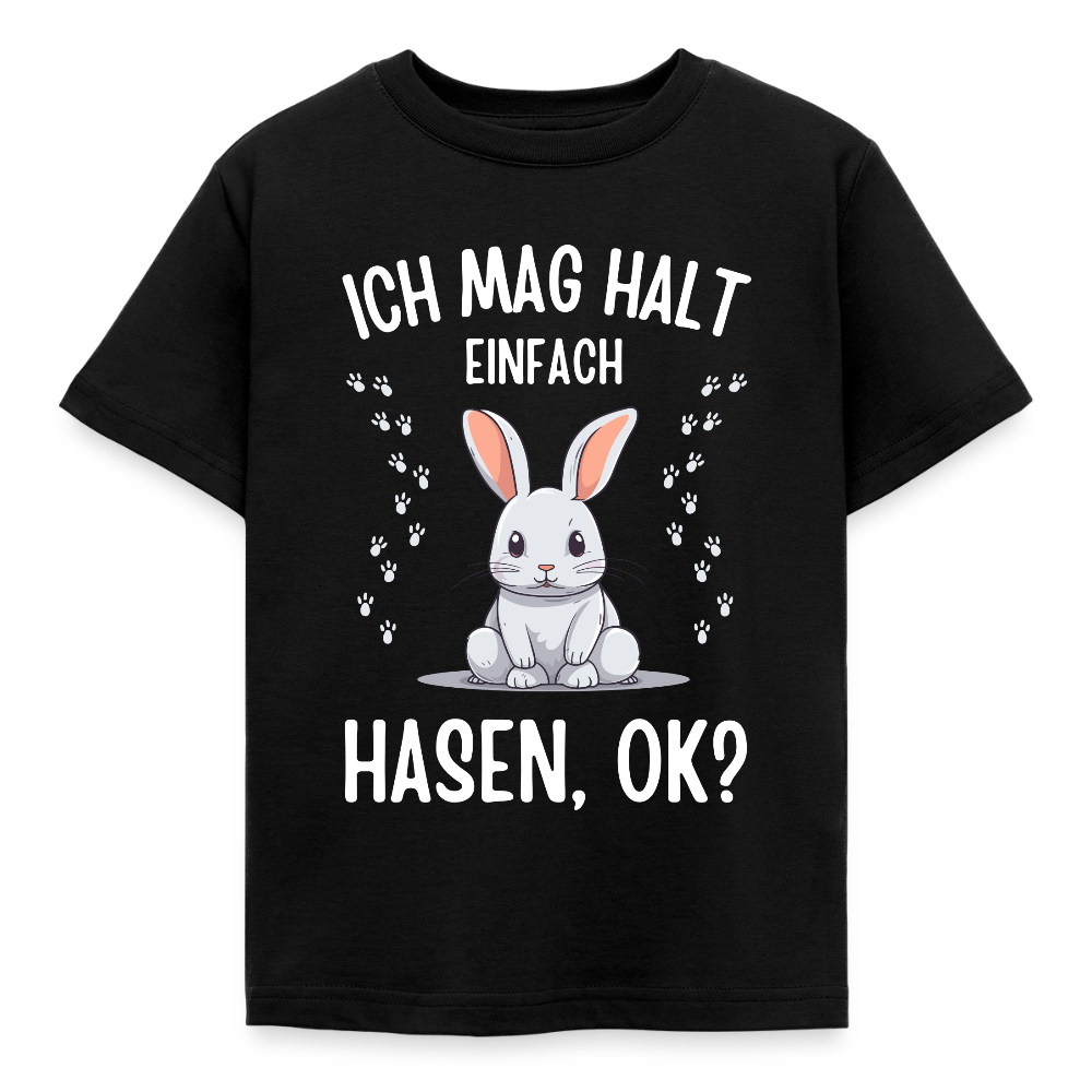 Kinder T-Shirt "Ich mag halt einfach Hasen" - Schwarz