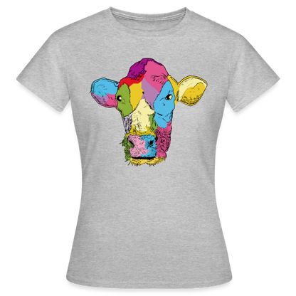 Frauen T-Shirt "Kuh aus vielen Farben" - Grau meliert