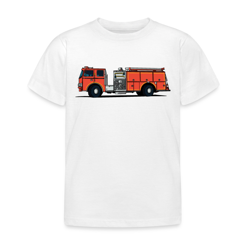 Kinder T-Shirt "Cooles Feuerwehr-Auto" - Weiß