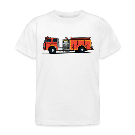 Kinder T-Shirt "Cooles Feuerwehr-Auto" - Weiß