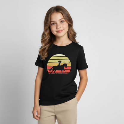Kinder T-Shirt "Pferd im Retro-Stil" - Schwarz