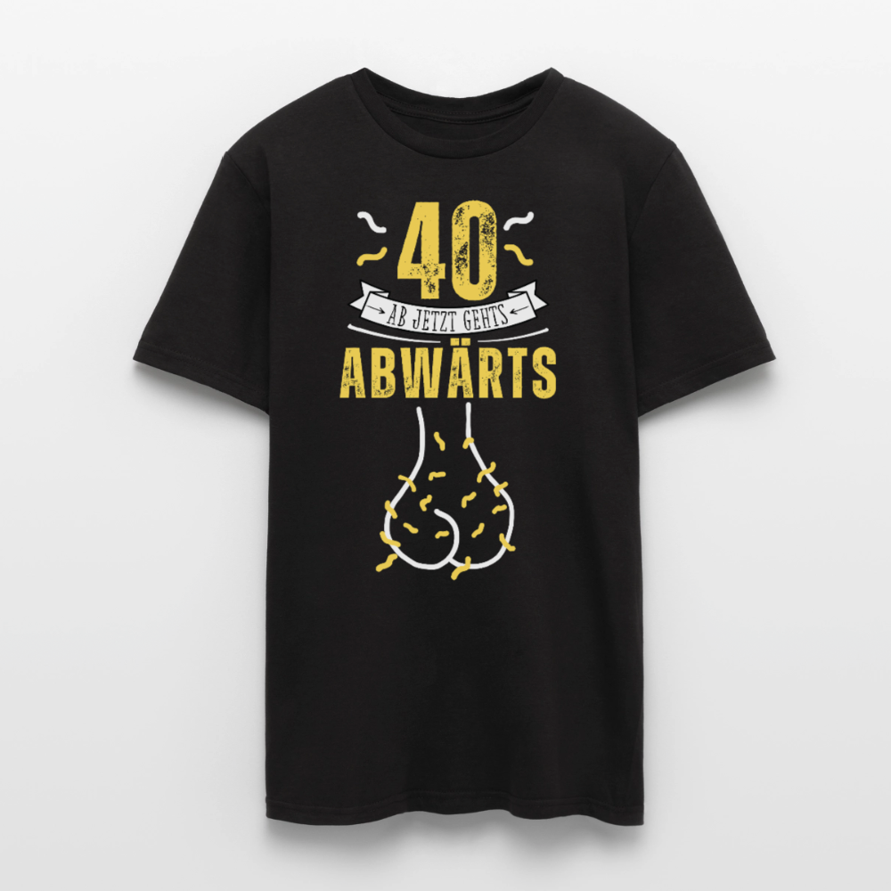 Männer T-Shirt "40 ab jetzt gehts abwärts" - Schwarz