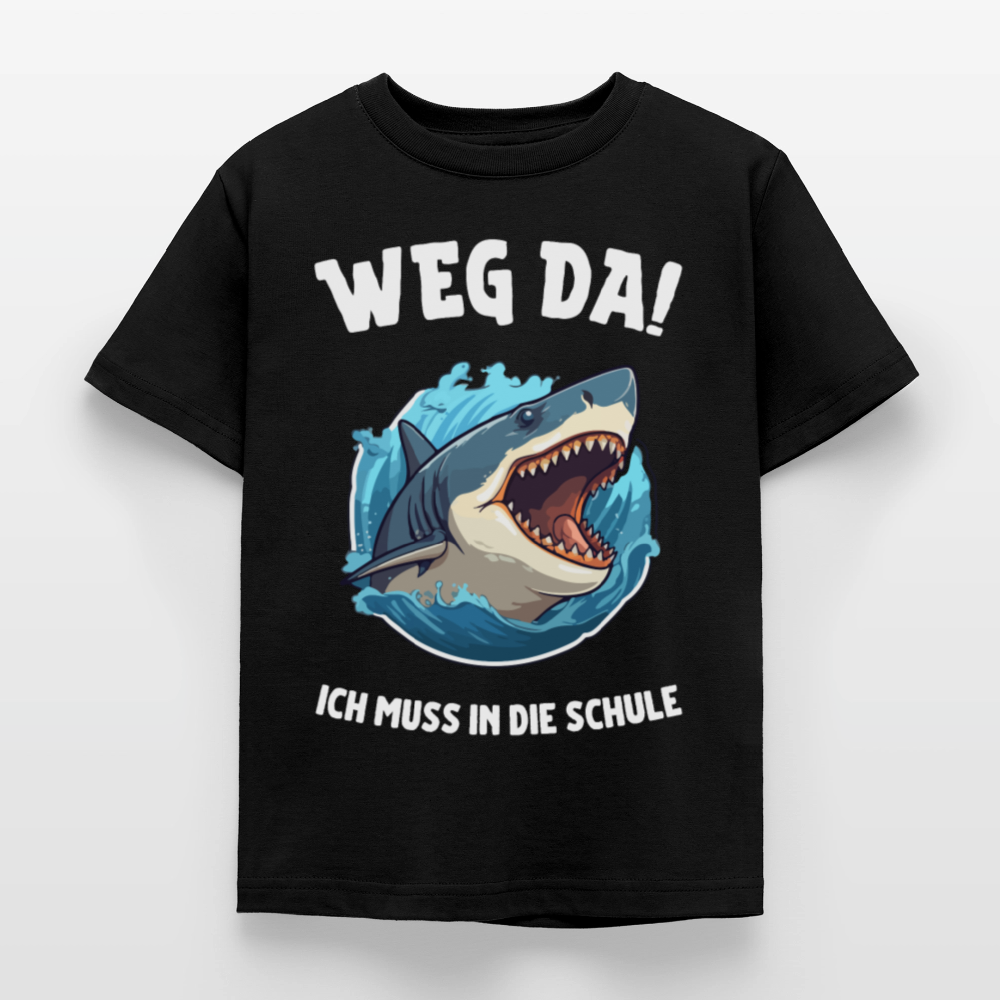 Kinder T-Shirt "Weg da! Ich muss in die Schule" (Haimotiv) - Schwarz