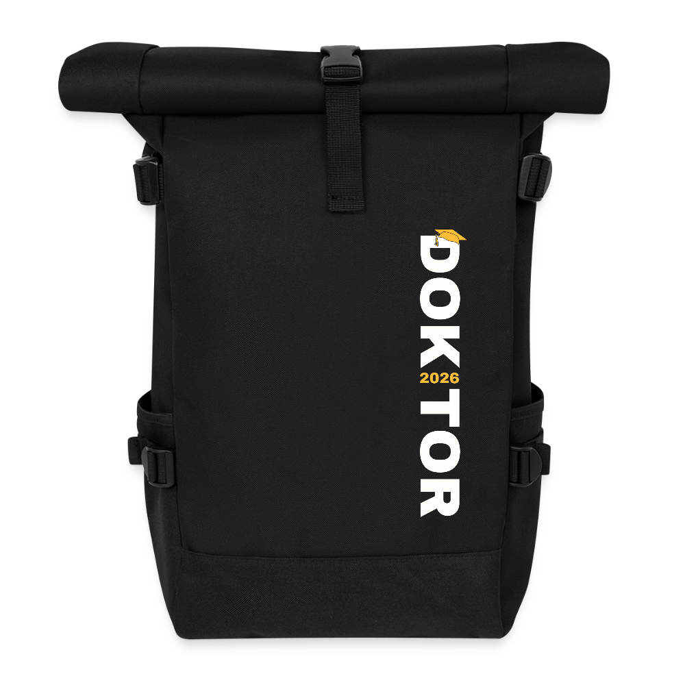 Rolltop Rucksack "Doktor 2026" (Schriftzug) - Schwarz
