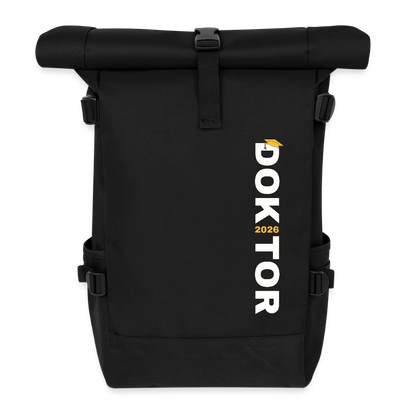 Rolltop Rucksack "Doktor 2026" (Schriftzug) - Schwarz