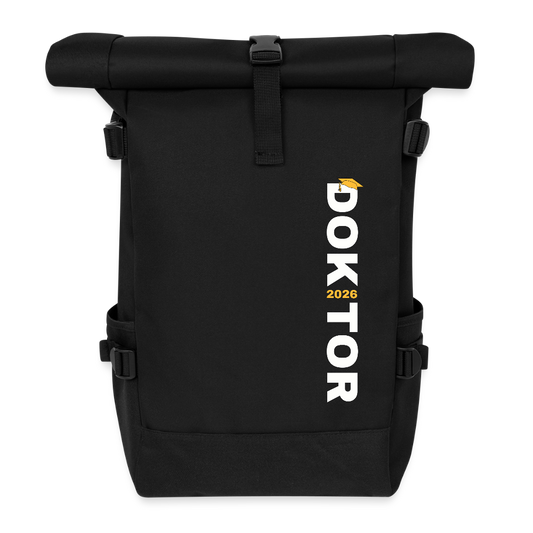 Rolltop Rucksack "Doktor 2026" (Schriftzug) - Schwarz