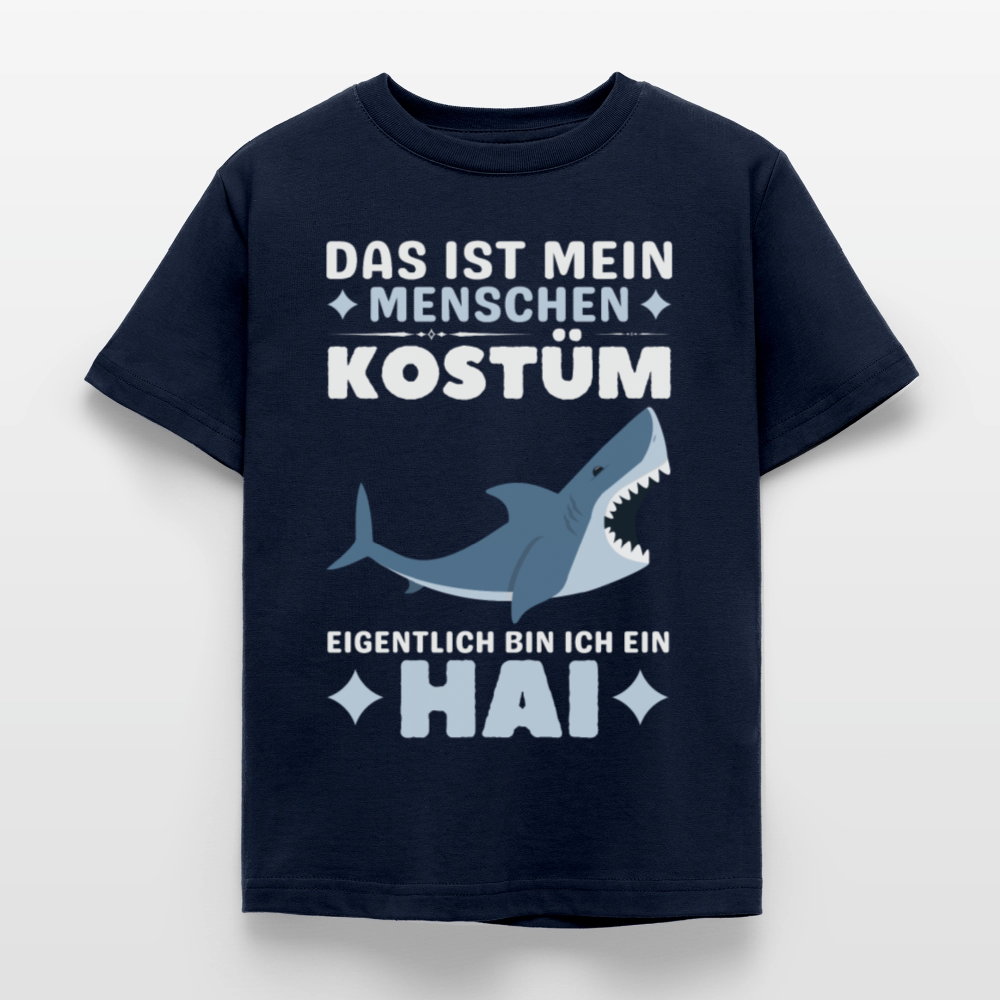 Kinder T-Shirt "Das ist mein Menschen Kostüm, eigentlich bin ich ein Hai" - Navy