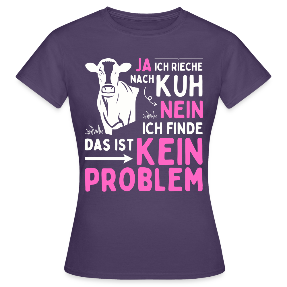 Frauen T-Shirt "Ja ich rieche nach Kuh" - Dunkellila