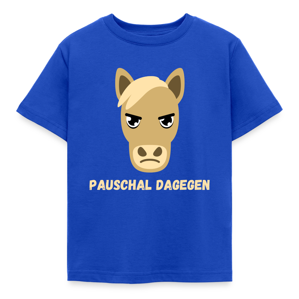 Kinder T-Shirt "Pauschal dagegen" (Pferd) - Royalblau