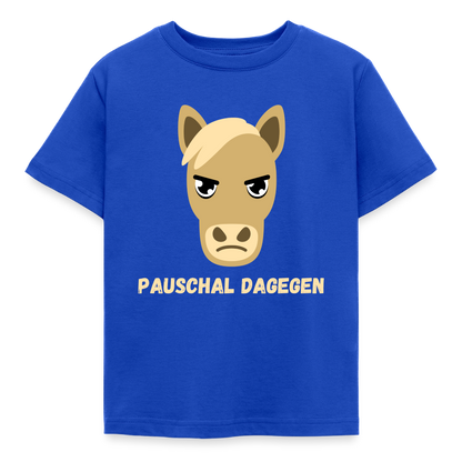 Kinder T-Shirt "Pauschal dagegen" (Pferd) - Royalblau