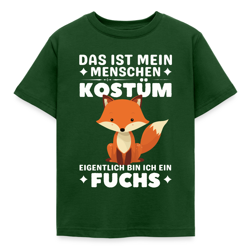 Kinder T-Shirt "Das ist mein Menschen Kostüm, eigentlich bin ich ein Fuchs" - Forstgrün 