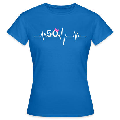 Frauen T-Shirt "50 mit rosa Krone" - Royalblau