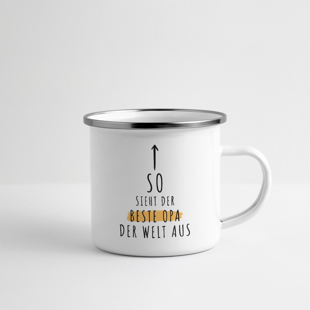 Emaille-Tasse "So sieht der beste Opa der Welt aus" - Weiß