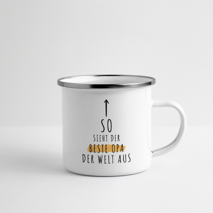 Emaille-Tasse "So sieht der beste Opa der Welt aus" - Weiß