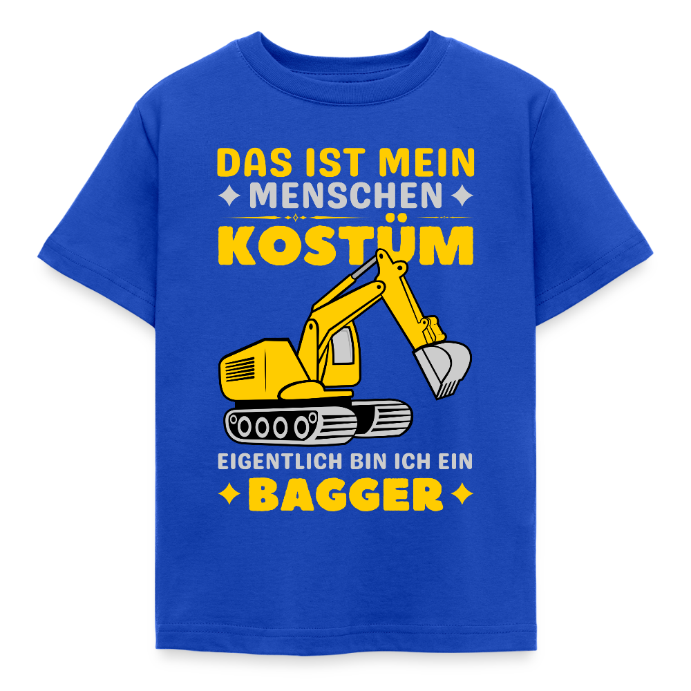 Kinder T-Shirt "Das ist mein Menschen Kostüm, eigentlich bin ich ein Bagger" - Royalblau