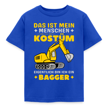 Kinder T-Shirt "Das ist mein Menschen Kostüm, eigentlich bin ich ein Bagger" - Royalblau