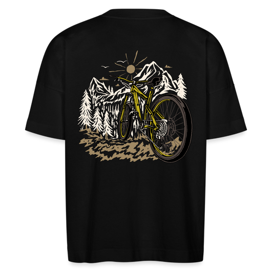 Unisex Oversize Bio-T-Shirt mit Mountainbike Backprint - Schwarz