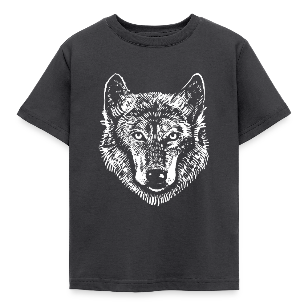 Kinder T-Shirt "Wolfskopf" - Dunkelgrau
