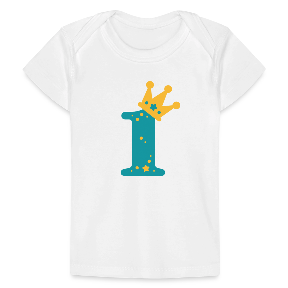 Baby Bio-T-Shirt "Blaue 1 mit Krone" - Weiß