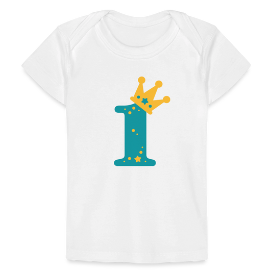 Baby Bio-T-Shirt "Blaue 1 mit Krone" - Weiß