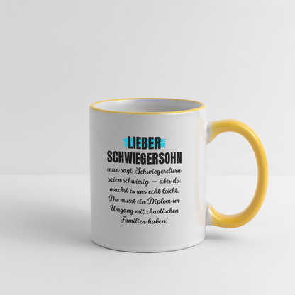 Tasse "Lieber Schwiegersohn" - Weiß/Gelb