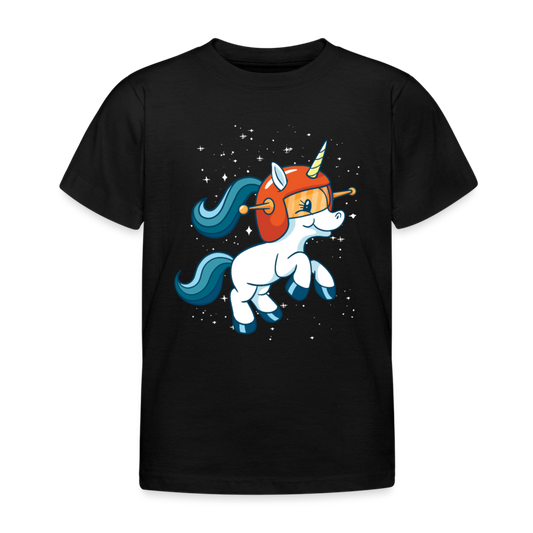 Kinder T-Shirt "Einhorn im Weltraum" - Schwarz