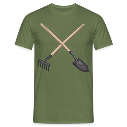 Männer T-Shirt "Spaten und Harke" - Militärgrün