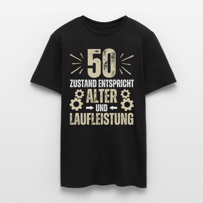 Männer T-Shirt "50 - Zustand entspricht Alter und Laufleistung" - Schwarz