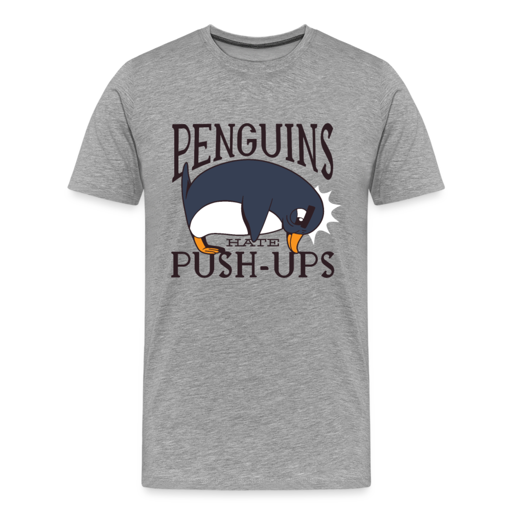 Männer Premium T-Shirt "Penguins hate Push-Ups" - Grau meliert