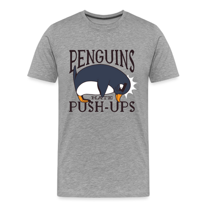 Männer Premium T-Shirt "Penguins hate Push-Ups" - Grau meliert