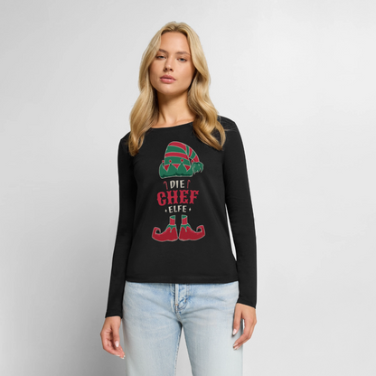 Frauen Premium Langarmshirt "Chef Elfe" - Schwarz
