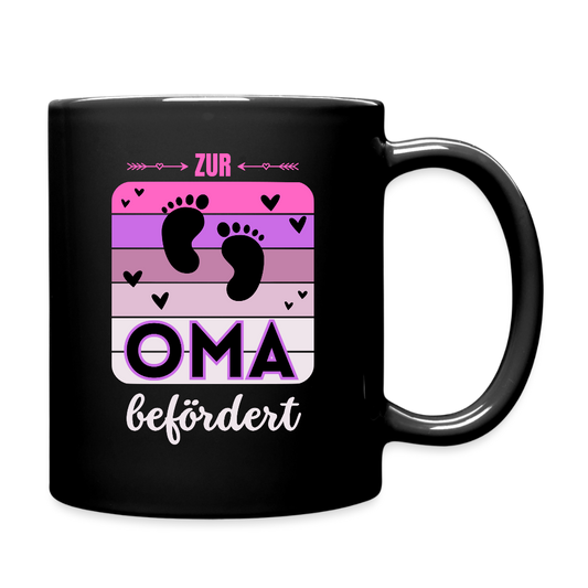 Tasse "Zur Oma befördert" - Schwarz