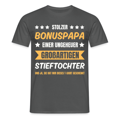 Männer T-Shirt "Stolzer Bonuspapa einer großartigen Stieftochter" - Anthrazit