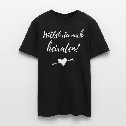 Männer T-Shirt "Willst du mich heiraten?" (Herz mit Pfeil) - Schwarz