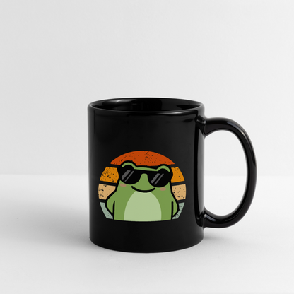 Tasse "Cooler Frosch" (Retro-Stil) - Schwarz