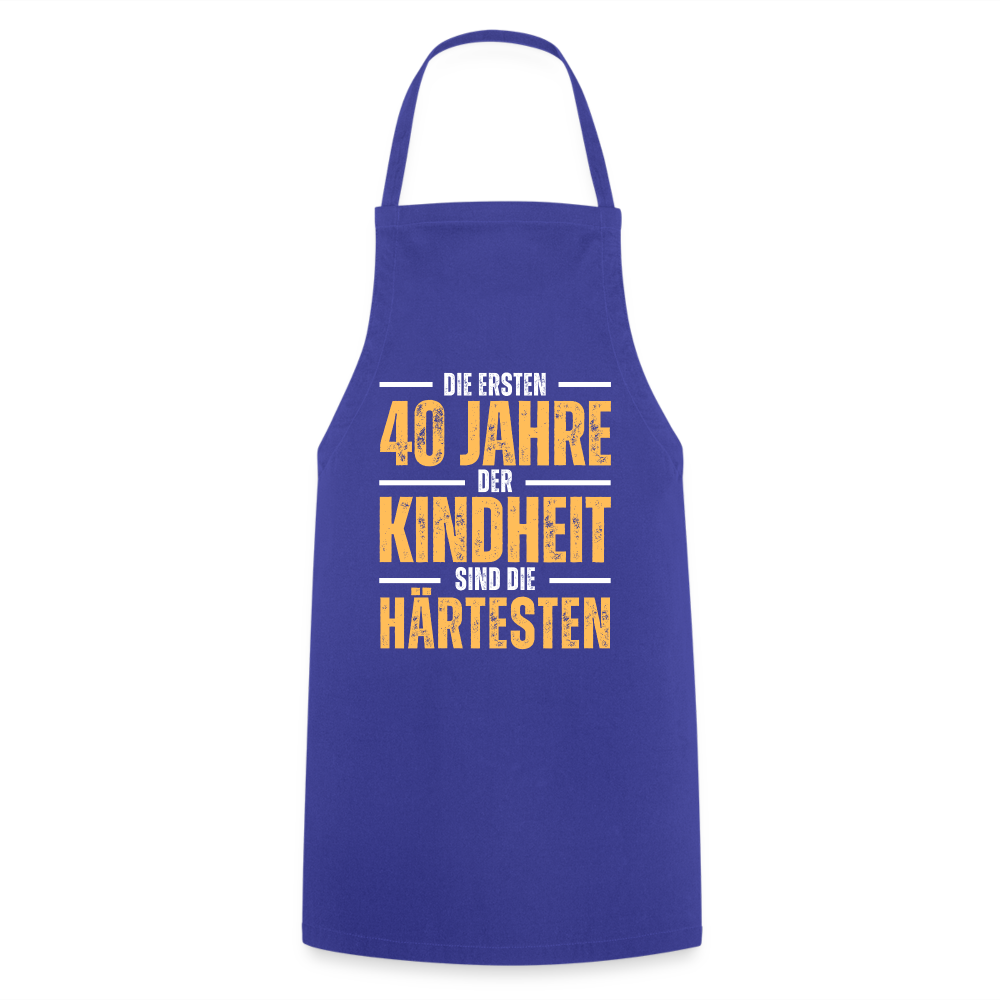 Kochschürze "Die ersten 40 Jahre" - Royalblau