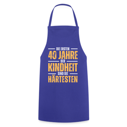 Kochschürze "Die ersten 40 Jahre" - Royalblau