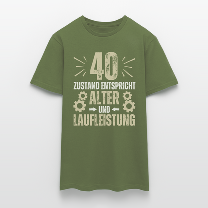 Männer T-Shirt "40 - Zustand entspricht Alter und Laufleistung" - Militärgrün