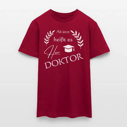 Männer T-Shirt "Ab jetzt heißt es Herr Doktor" - Ziegelrot