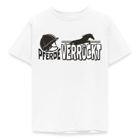 Kinder T-Shirt "Pferde verrückt" - Weiß