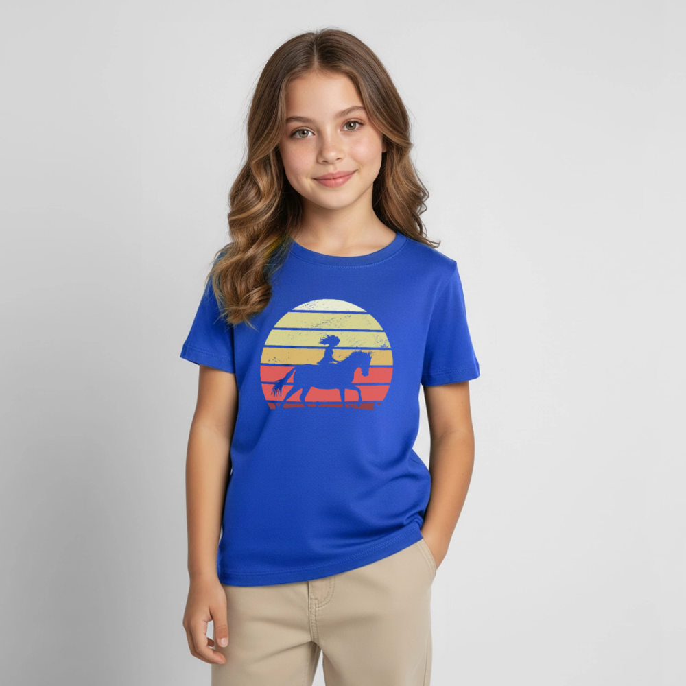 Kinder T-Shirt "Pferd im Retro-Stil" - Royalblau