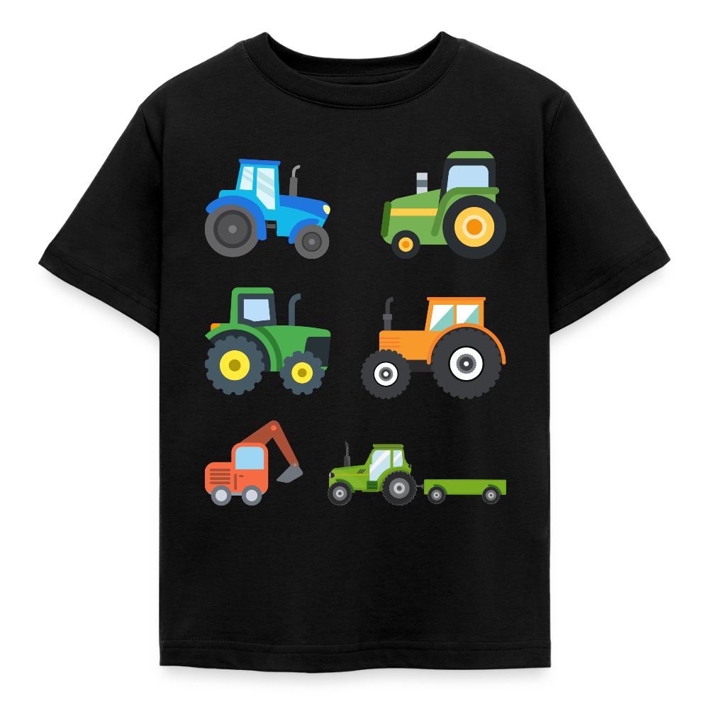 Kinder T-Shirt "6 Traktoren" - Schwarz
