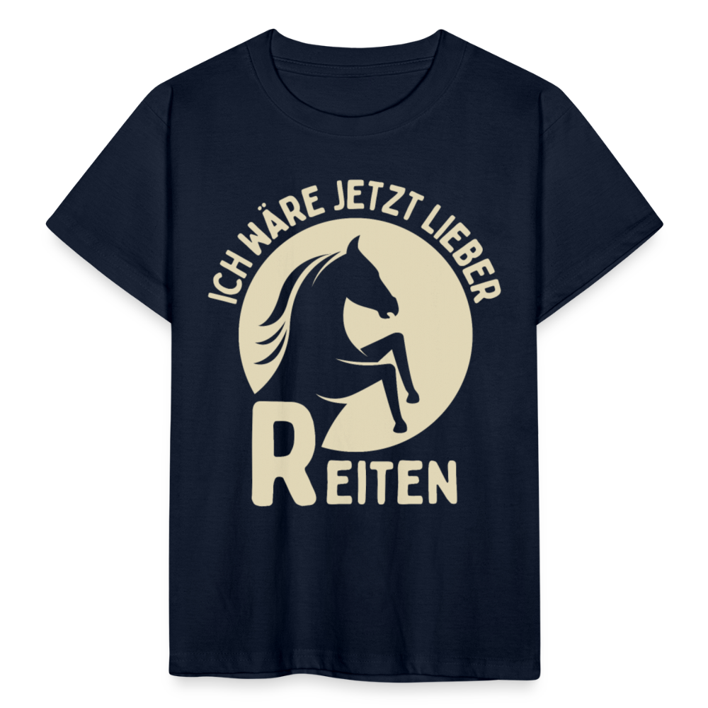 Kinder T-Shirt "Ich wäre jetzt lieber Reiten" - Navy