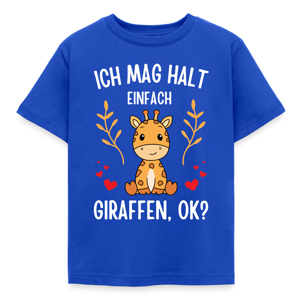 Kinder T-Shirt "Ich mag halt einfach Giraffen, ok?" - Royalblau