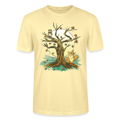 Unisex Bio-T-Shirt "Fuchs und Eule" - Creme