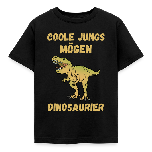 Kinder T-Shirt "Coole Jungs mögen Dinosaurier" - Schwarz