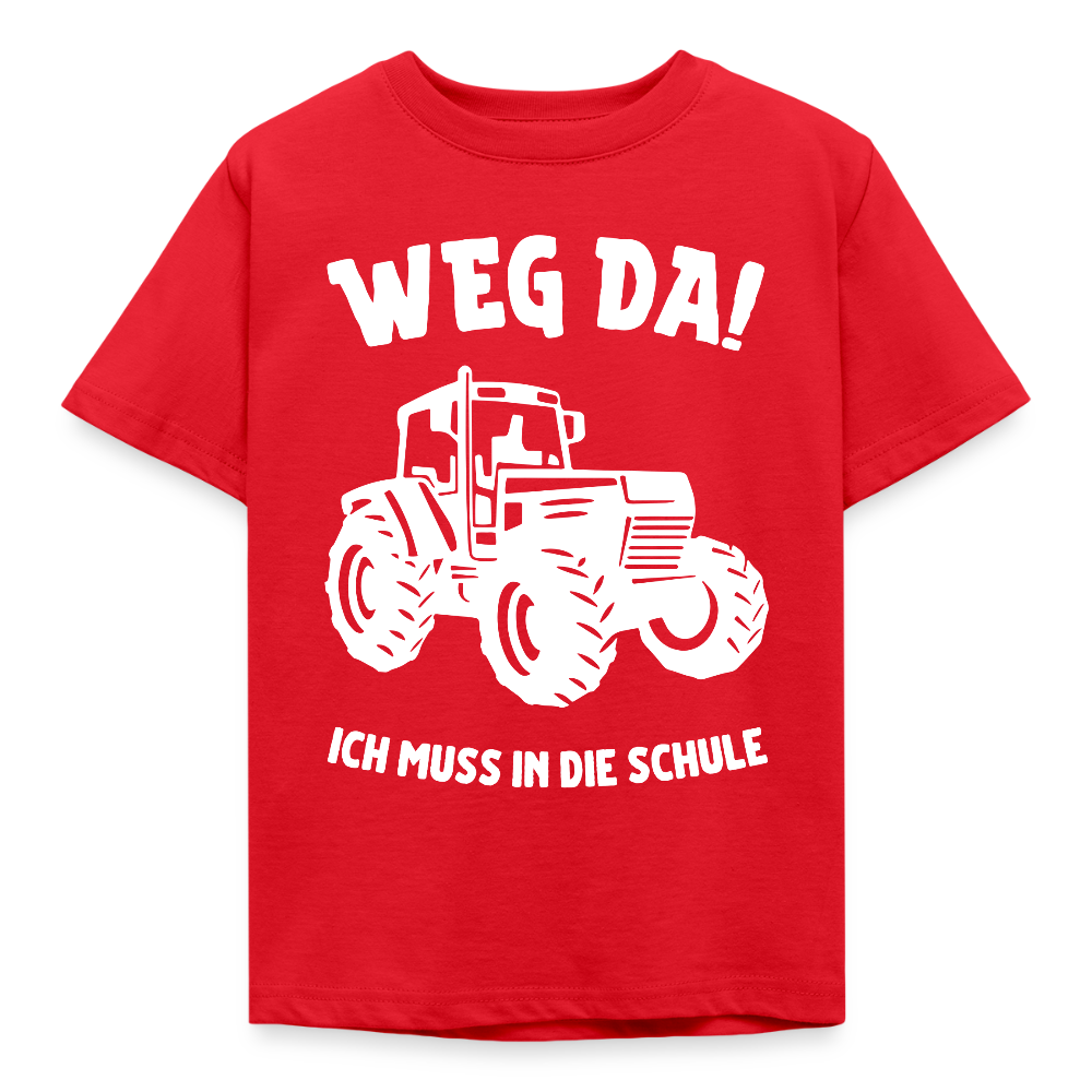 Kinder T-Shirt "Weg da! Ich muss in die Schule" (Traktor) - Rot