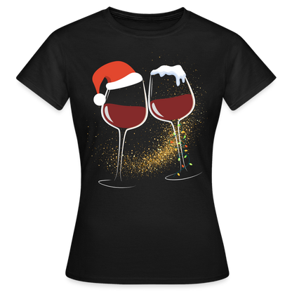Frauen Weihnachts-T-Shirt für Weinliebhaberinnen - Schwarz