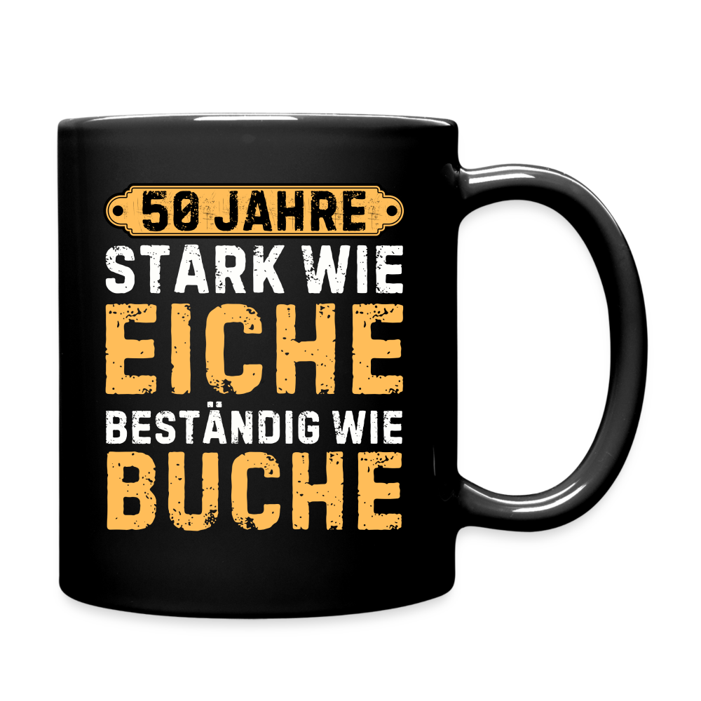 Tasse "50. Geburtstag Holz" - Schwarz