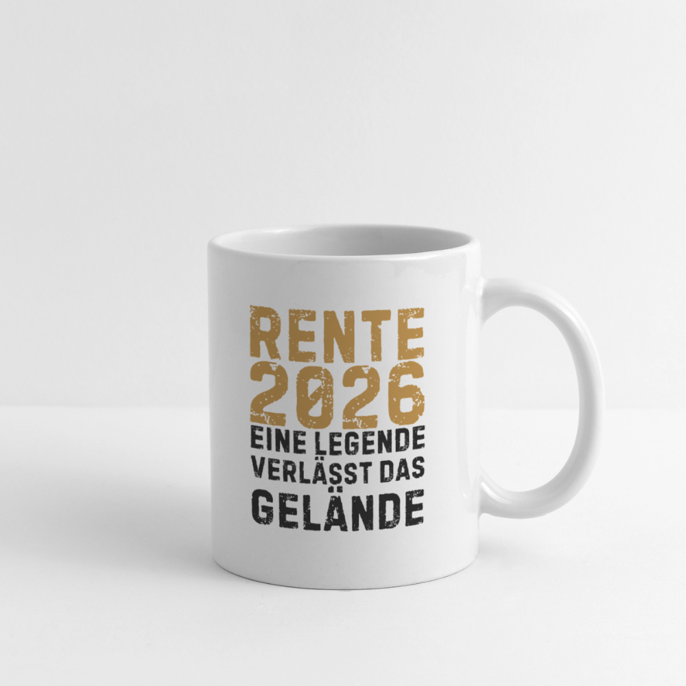 Tasse "Rente 2026 - Eine Legende verlässt das Gelände" - Weiß